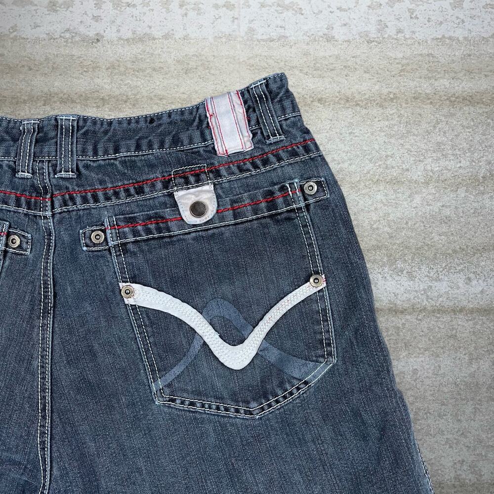 Vintage Y2K Skater Jean Shorts 36x13 Baggy Wide Leg Smoke Grey Wash Denim Rap - Picture 3 of 4